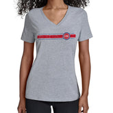 Detroit Pistons Starter Women's Team Stripe V-Neck T-Shirt sale Outlet