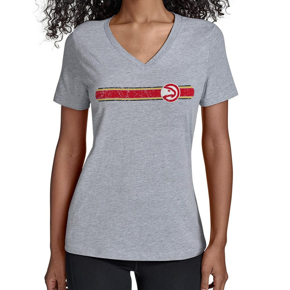 Atlanta Hawks Starter Women's Team Stripe V-Neck T-Shirt Discount
