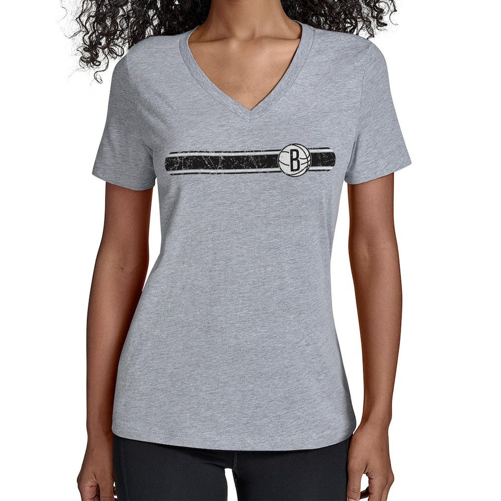 Brooklyn Nets Starter Women's Team Stripe V-Neck T-Shirt On Sale