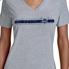 Charlotte Hornets Starter Women's Team Stripe V-Neck T-Shirt On Sale
