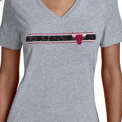 Chicago Bulls Starter Women's Team Stripe V-Neck T-Shirt sale On Sale