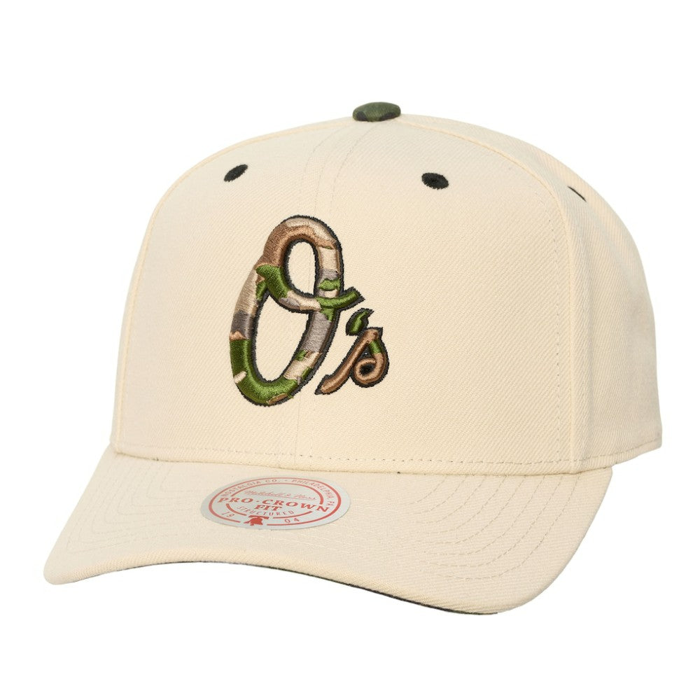 Baltimore Orioles Mitchell & Ness Unisex Camo Logo Pro Crown Snapback Hat | MLB New