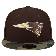 New England Patriots Adult Burnt Wood Camo 9FIFTY Snapback Hat