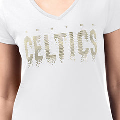 Boston Celtics G-III 4Her by Carl Banks Women's Super-Slim-Fit Metallic Drop Lightweight V-Neck T-Shirt Outlet