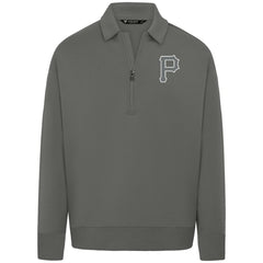 Pittsburgh Pirates Levelwear Luxe Signature Quarter-Zip Chenille Logo Tri-Blend Sweatshirt | MLB Discount