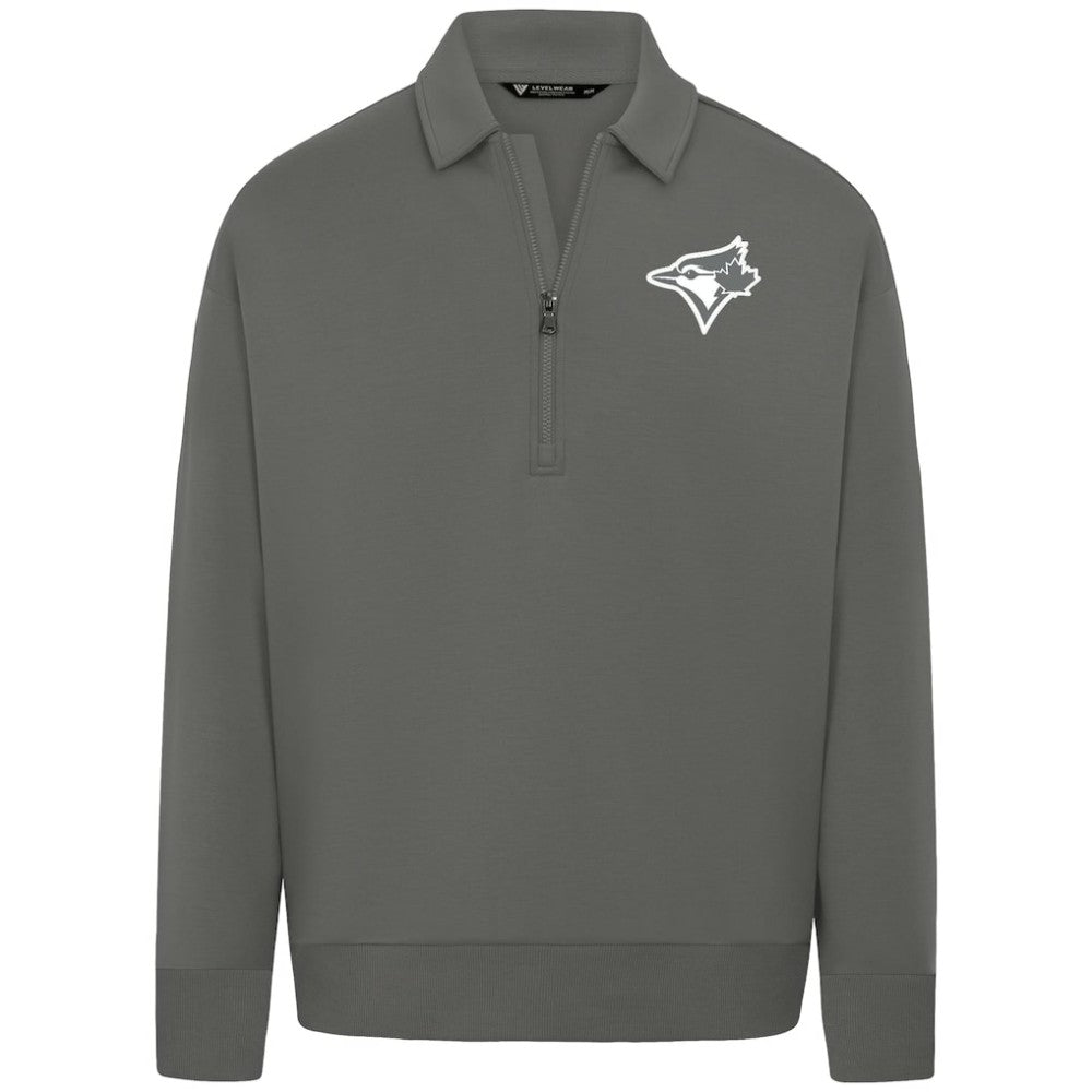 Toronto Blue Jays Levelwear Luxe Signature Quarter-Zip Chenille Logo Tri-Blend Sweatshirt | MLB For sale