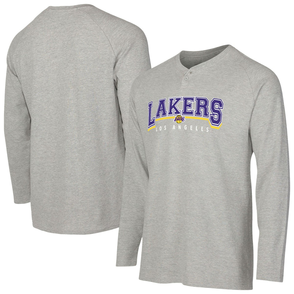 Los Angeles Lakers Concepts Sport Hawthorn Thermal Knit Long Sleeve Henley T-Shirt On Sale