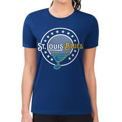 St. Louis Blues G-III 4Her by Carl Banks Women's Super-Slim Lightweight Pinstripe Circle Graphic T-Shirt For Sale