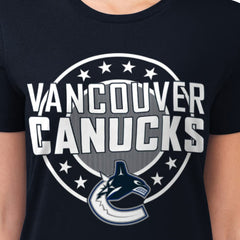 Vancouver Canucks G-III 4Her by Carl Banks Women's Super-Slim Lightweight Pinstripe Circle Graphic T-Shirt Online