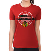 Chicago Blackhawks G-III 4Her by Carl Banks Women's Super-Slim Lightweight Pinstripe Circle Graphic T-Shirt Sale