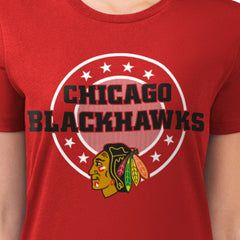 Chicago Blackhawks G-III 4Her by Carl Banks Women's Super-Slim Lightweight Pinstripe Circle Graphic T-Shirt Sale