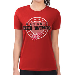 Detroit Red Wings G-III 4Her by Carl Banks Women's Super-Slim Lightweight Pinstripe Circle Graphic T-Shirt On Sale