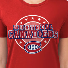 Montreal Canadiens G-III 4Her by Carl Banks Women's Super-Slim Lightweight Pinstripe Circle Graphic T-Shirt For Sale