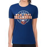 New York Islanders G-III 4Her by Carl Banks Women's Super-Slim Lightweight Pinstripe Circle Graphic T-Shirt For Sale