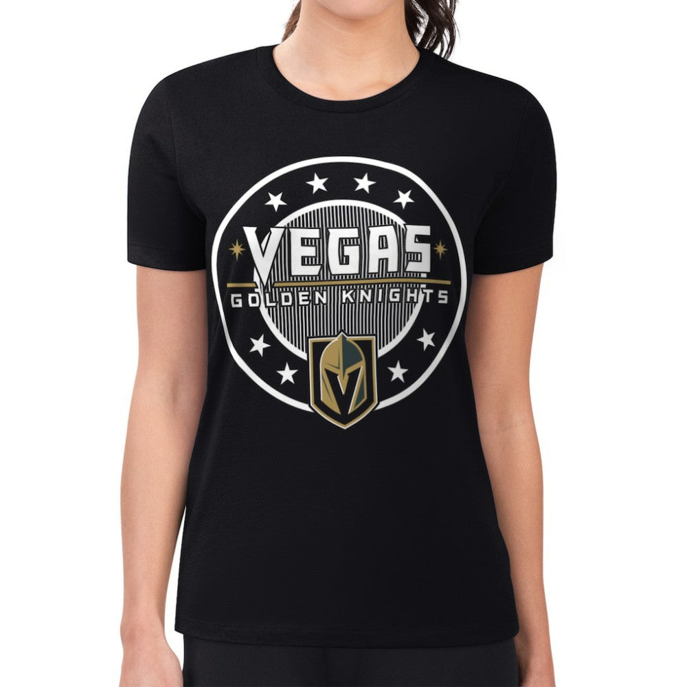Vegas Golden Knights G-III 4Her by Carl Banks Women's Super-Slim Lightweight Pinstripe Circle Graphic T-Shirt Discount