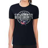 Columbus Blue Jackets G-III 4Her by Carl Banks Women's Super-Slim Lightweight Pinstripe Circle Graphic T-Shirt Online