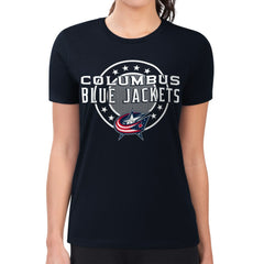 Columbus Blue Jackets G-III 4Her by Carl Banks Women's Super-Slim Lightweight Pinstripe Circle Graphic T-Shirt Online