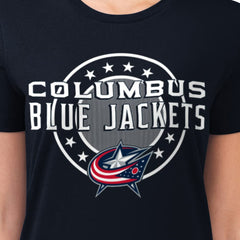Columbus Blue Jackets G-III 4Her by Carl Banks Women's Super-Slim Lightweight Pinstripe Circle Graphic T-Shirt Online