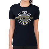 Nashville Predators G-III 4Her by Carl Banks Women's Super-Slim Lightweight Pinstripe Circle Graphic T-Shirt Outlet