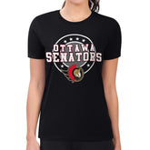 Ottawa Senators G-III 4Her by Carl Banks Women's Super-Slim Lightweight Pinstripe Circle Graphic T-Shirt Sale