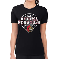 Ottawa Senators G-III 4Her by Carl Banks Women's Super-Slim Lightweight Pinstripe Circle Graphic T-Shirt Sale