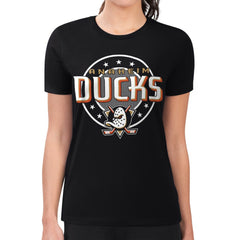 Anaheim Ducks G-III 4Her by Carl Banks Women's Super-Slim Lightweight Pinstripe Circle Graphic T-Shirt On Sale