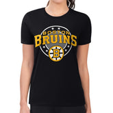 Boston Bruins G-III 4Her by Carl Banks Women's Super-Slim Lightweight Pinstripe Circle Graphic T-Shirt For Sale