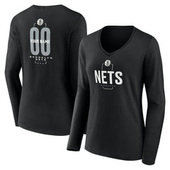 Brooklyn Nets Women's Center Court Name & Number Custom Long Sleeve V-Neck T-Shirt Discount
