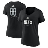 Brooklyn Nets Women's Center Court Name & Number Custom V-Neck T-Shirt Discount