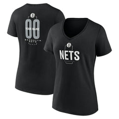 Brooklyn Nets Women's Center Court Name & Number Custom V-Neck T-Shirt Discount