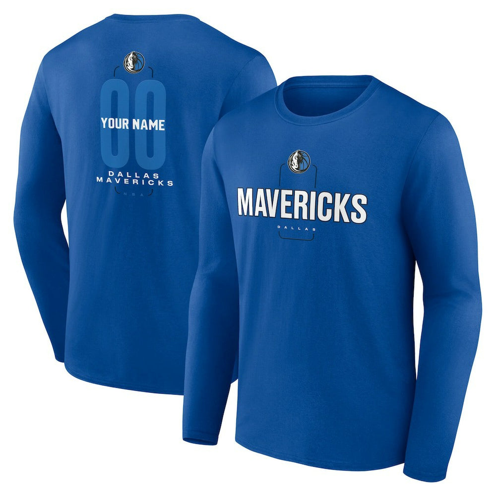 Dallas Mavericks Center Court Name & Number Custom Long Sleeve T-Shirt sale On Sale