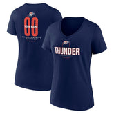 Oklahoma City Thunder Women's Center Court Name & Number Custom V-Neck T-Shirt New