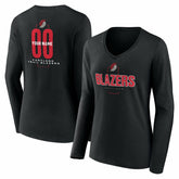 Portland Trail Blazers Women's Center Court Name & Number Custom Long Sleeve V-Neck T-Shirt For Sale