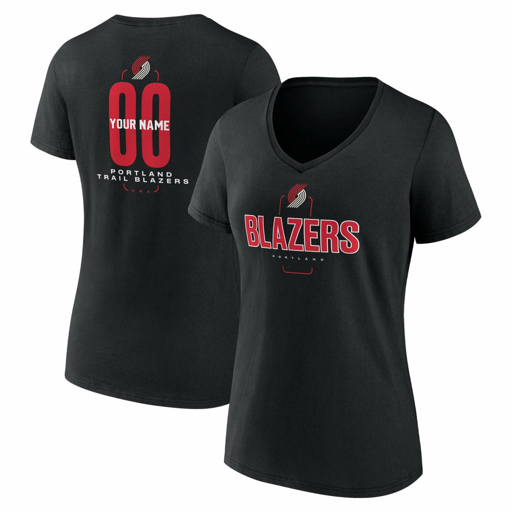 Portland Trail Blazers Women's Center Court Name & Number Custom V-Neck T-Shirt Online