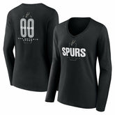 San Antonio Spurs Women's Center Court Name & Number Custom Long Sleeve V-Neck T-Shirt New