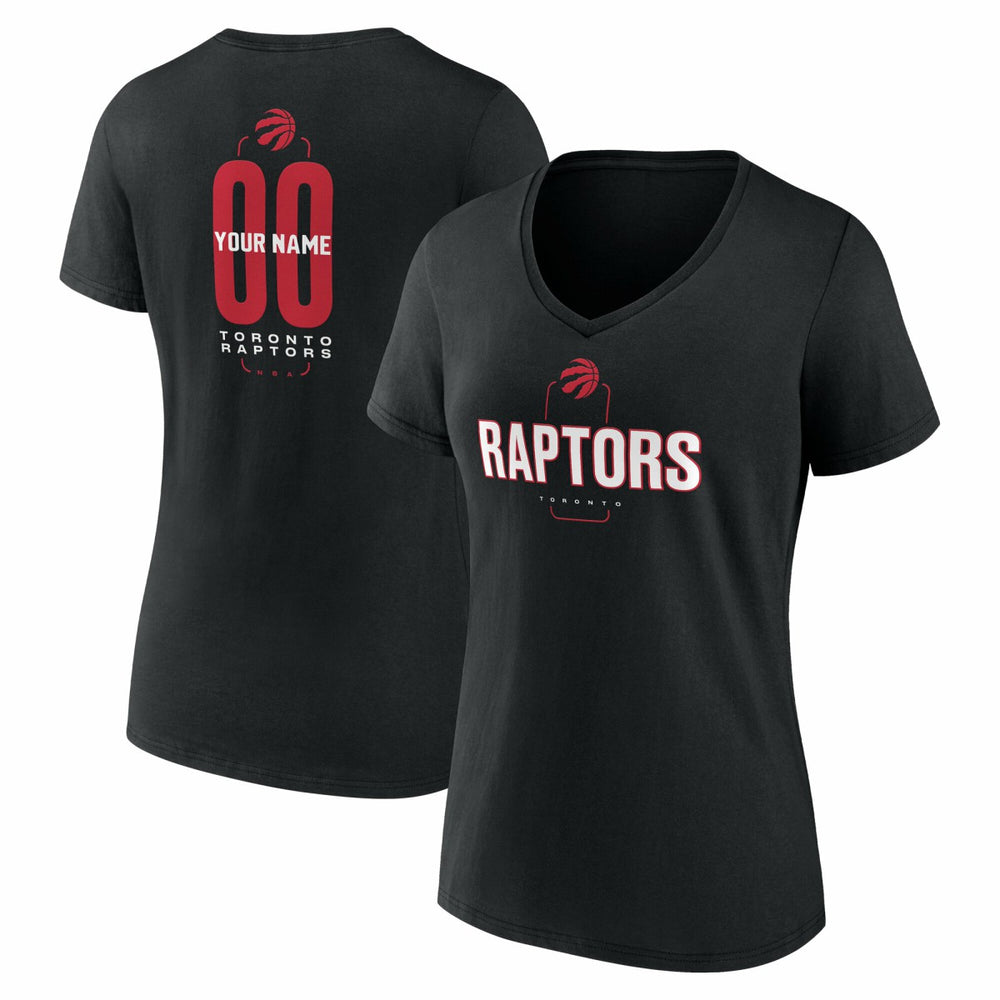 Toronto Raptors Women's Center Court Name & Number Custom V-Neck T-Shirt On Sale