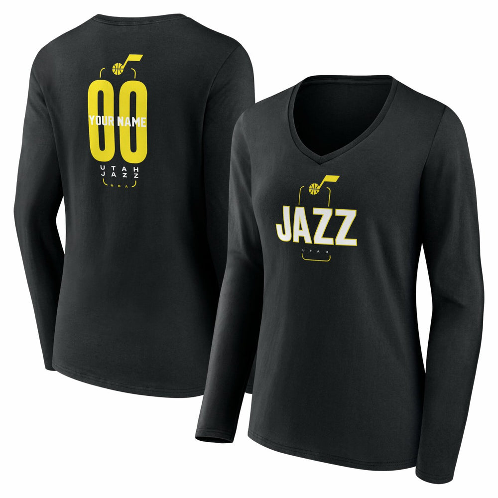 Utah Jazz Women's Center Court Name & Number Custom Long Sleeve V-Neck T-Shirt Online