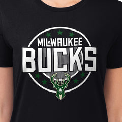 Milwaukee Bucks G-III 4Her by Carl Banks Women's Super-Slim Lightweight Pinstripe Circle Graphic T-Shirt On Sale