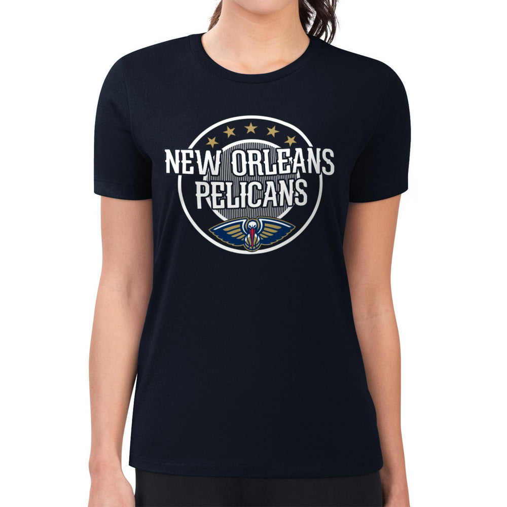 New Orleans Pelicans G-III 4Her by Carl Banks Women's Super-Slim Lightweight Pinstripe Circle Graphic T-Shirt Discount