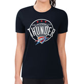 Oklahoma City Thunder G-III 4Her by Carl Banks Women's Super-Slim Lightweight Pinstripe Circle Graphic T-Shirt For Sale
