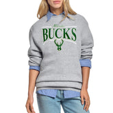 Milwaukee Bucks Starter Women's Arch Stripe Fleece Crewneck Sweatshirt On Sale