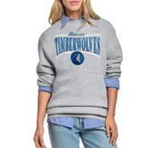 Minnesota Timberwolves Starter Women's Arch Stripe Fleece Crewneck Sweatshirt Discount