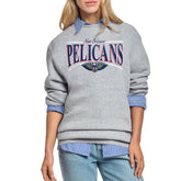 New Orleans Pelicans Starter Women's Arch Stripe Fleece Crewneck Sweatshirt On Sale