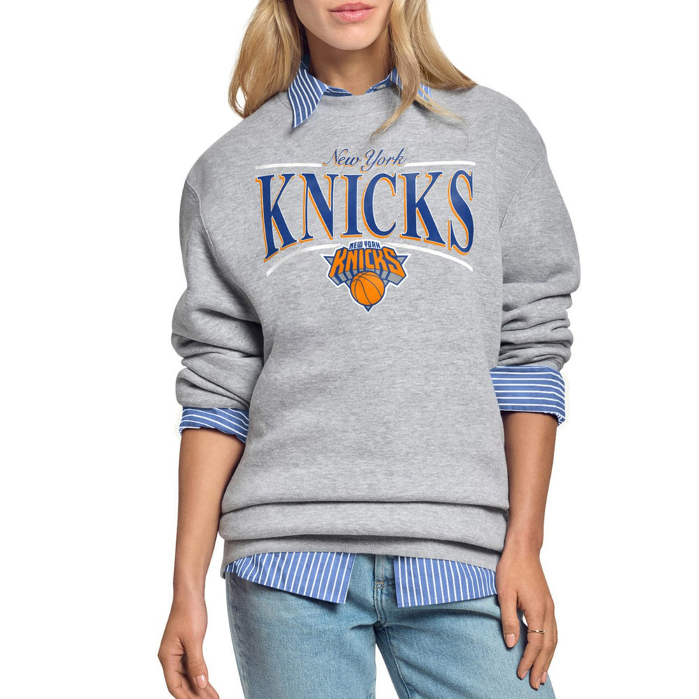 New York Knicks Starter Women's Arch Stripe Fleece Crewneck Sweatshirt Online