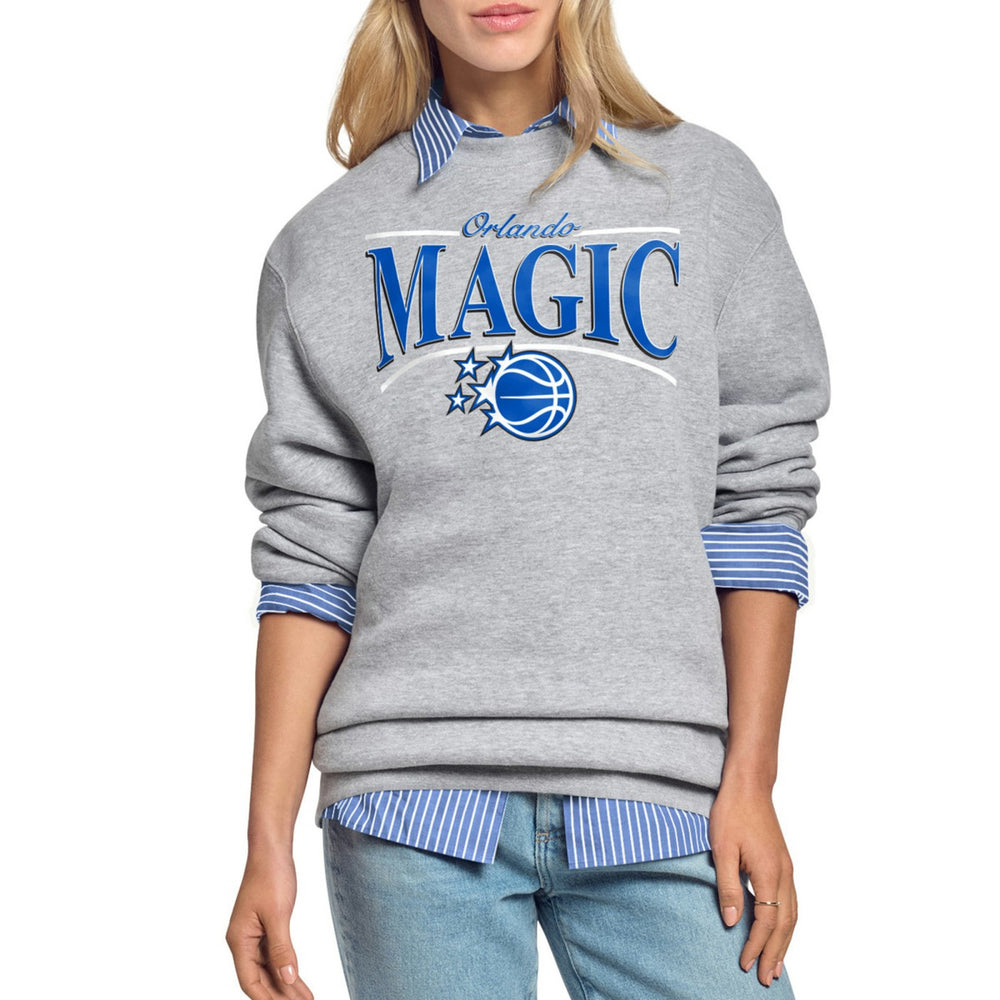 Orlando Magic Starter Women's Arch Stripe Fleece Crewneck Sweatshirt On Sale