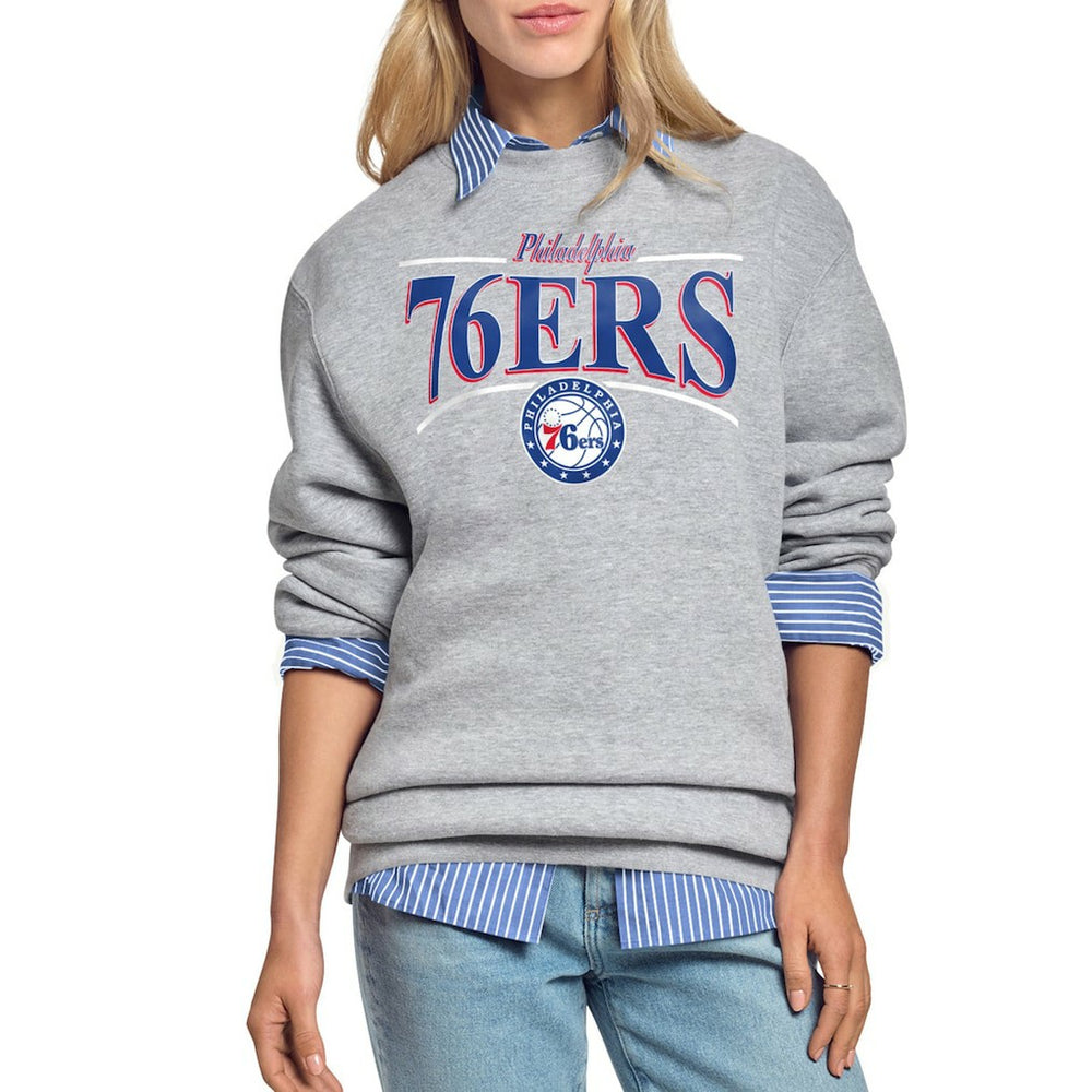 Philadelphia 76ers Starter Women's Arch Stripe Fleece Crewneck Sweatshirt New