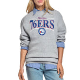 Philadelphia 76ers Starter Women's Arch Stripe Fleece Crewneck Sweatshirt New