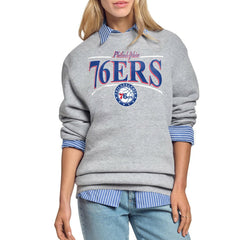 Philadelphia 76ers Starter Women's Arch Stripe Fleece Crewneck Sweatshirt New