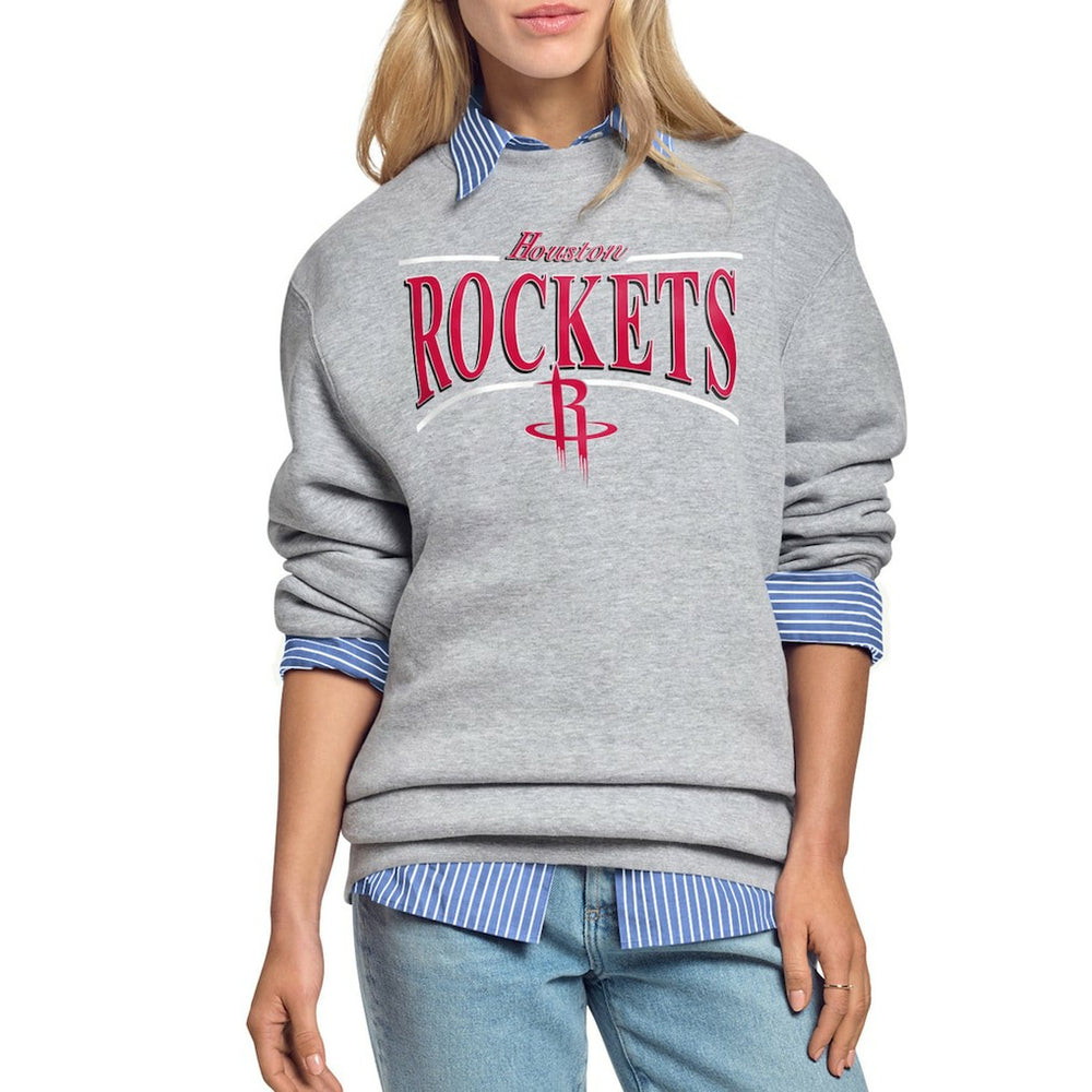 Houston Rockets Starter Women's Arch Stripe Fleece Crewneck Sweatshirt sale On Sale