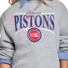 Detroit Pistons Starter Women's Arch Stripe Fleece Crewneck Sweatshirt sale On Sale